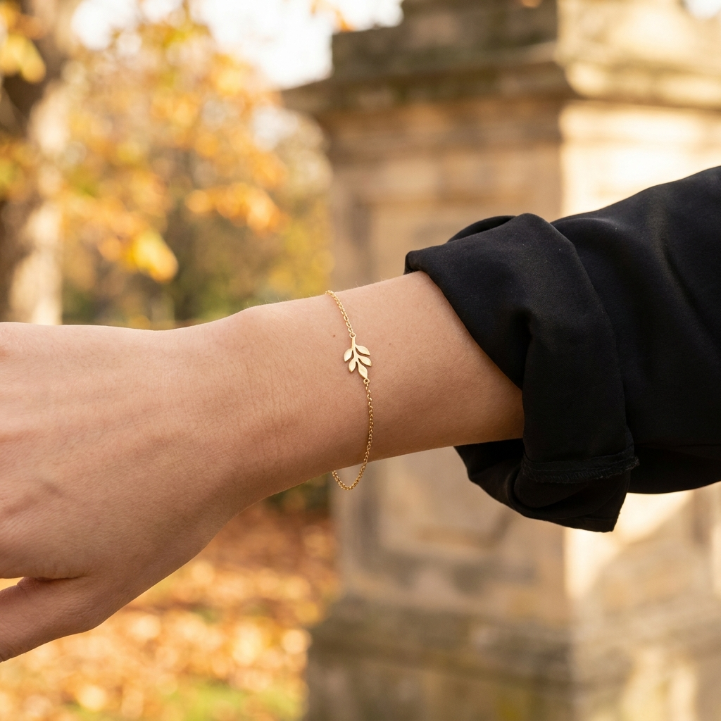 Gold chain bracelet on a wrist